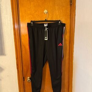 Adidas Women’s Black Joggers with Red, White, and Blue Accents Size 1X